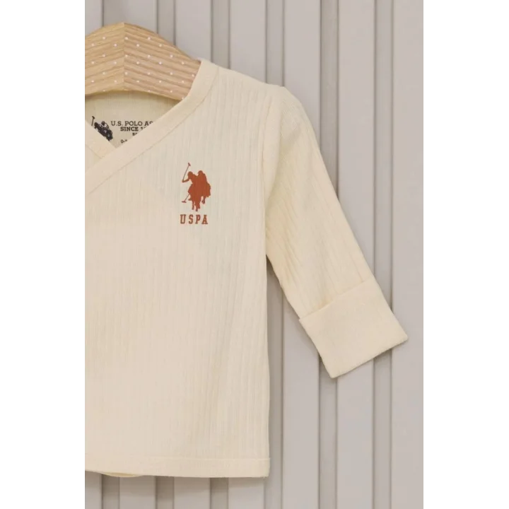 Mey İthalat® U.S.Polo Kız Bebek 5Li Zıbın Seti USB2107 Krem