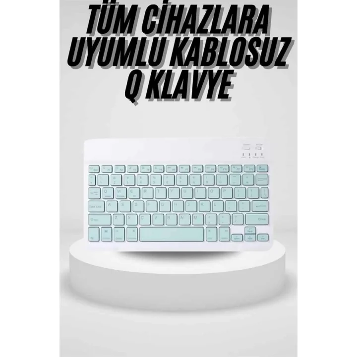 Mey İthalat® Uyumlu Kablosuz Bluetooth Şarj Edilebilir Mini Q Klavye