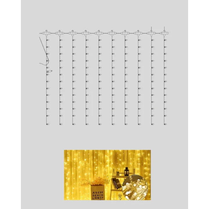 Mey İthalat® Uzaktan Kumandalı Perde Tipi Günışığı Peri Led Işık Dekorasyon