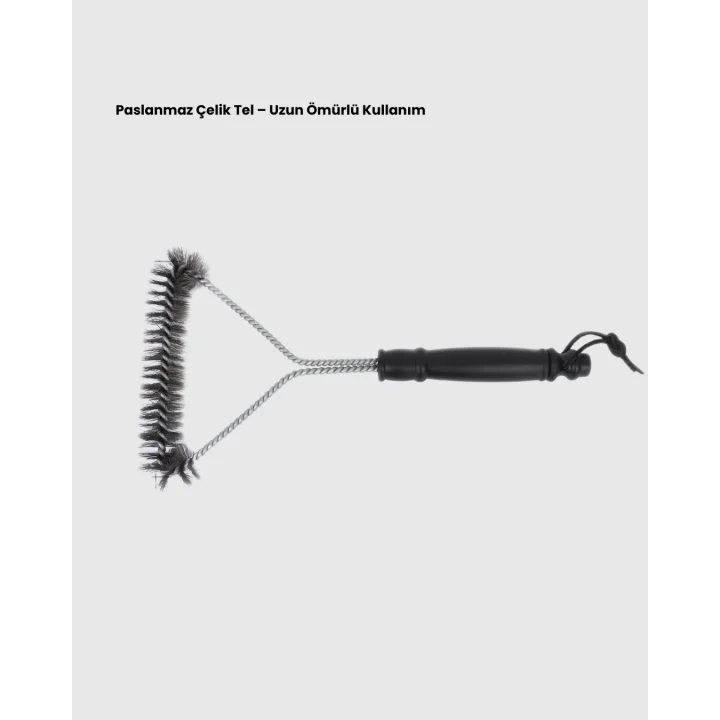 Mey İthalat® Uzun Saplı Paslanmaz Çelik Izgara Temizlik Fırçası