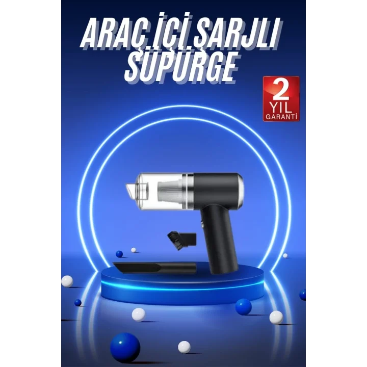 Mey İthalat® Vakumlu Araç İçi Süpürge Taşınabilir Pratik Şarjlı Temizlenebilir