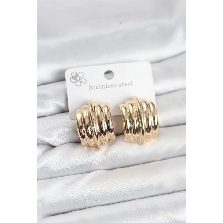 Mey İthalat® Vintage Model 316L Çelik Gold Renk Kadın Küpe