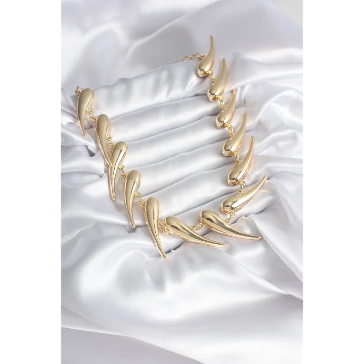 Mey İthalat® VIP Seri Özel Tasarım Gold Renk Kadın Kolye