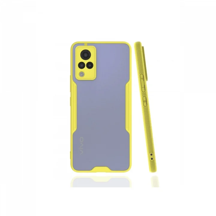 Mey İthalat®  Vivo V21 Kılıf Platin Silikon - Sarı