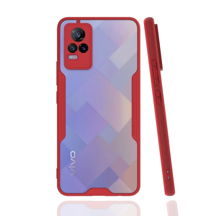 Mey İthalat®  Vivo V21e Kılıf Platin Silikon - Kırmızı