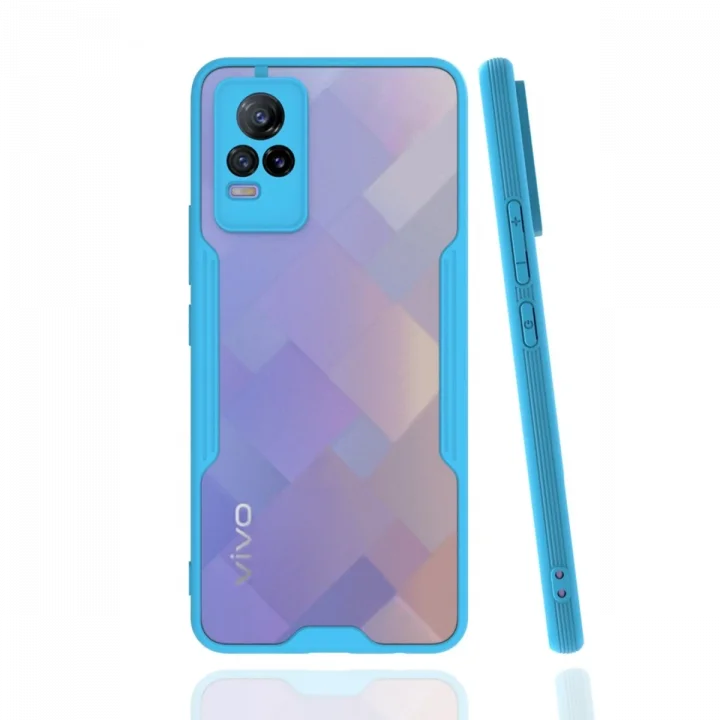 Mey İthalat®  Vivo V21e Kılıf Platin Silikon - Mavi