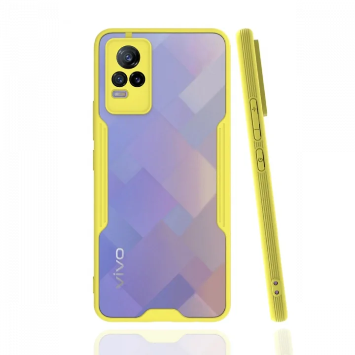Mey İthalat®  Vivo V21e Kılıf Platin Silikon - Sarı