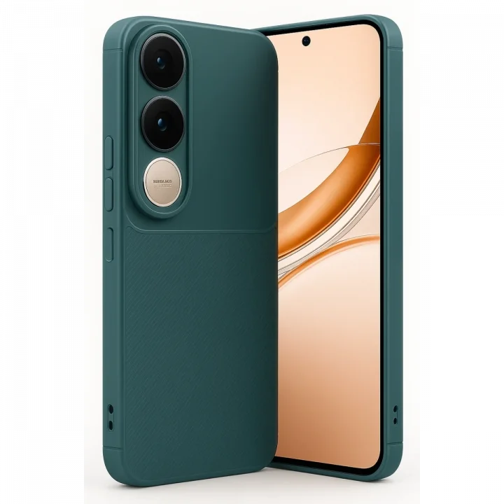 Mey İthalat®  Vivo V50 Lite 4G Auto Focus Karbon Kapak - Koyu Yeşil