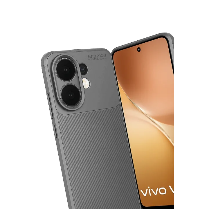 Mey İthalat®  Vivo V60 5G Auto Focus Karbon Kapak - Gri