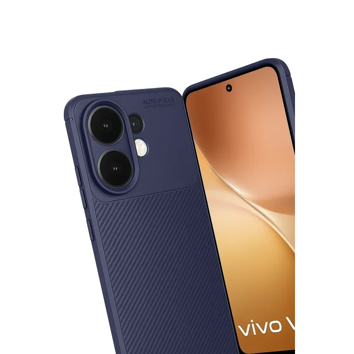 Mey İthalat®  Vivo V60 5G Auto Focus Karbon Kapak - Lacivert