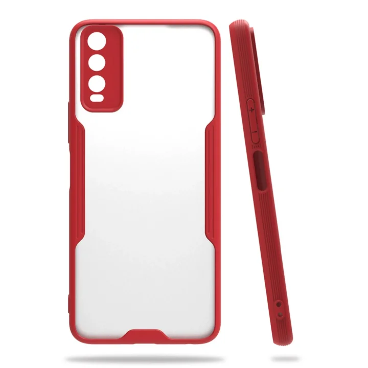 Mey İthalat®  Vivo Y11S Kılıf Platin Silikon - Kırmızı