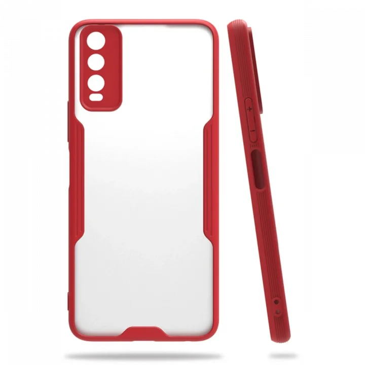 Mey İthalat®  Vivo Y11S Kılıf Platin Silikon - Kırmızı