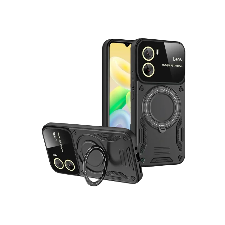 Mey İthalat®  Vivo Y16 Kılıf Joy Lens Standlı Kapak - Siyah
