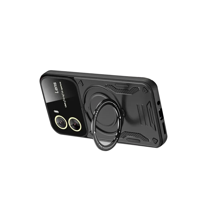 Mey İthalat®  Vivo Y16 Kılıf Joy Lens Standlı Kapak - Siyah