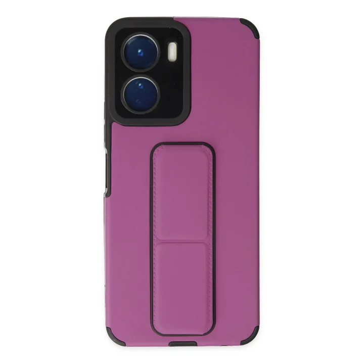 Mey İthalat®  Vivo Y16 Kılıf Mega Standlı Silikon - Mor