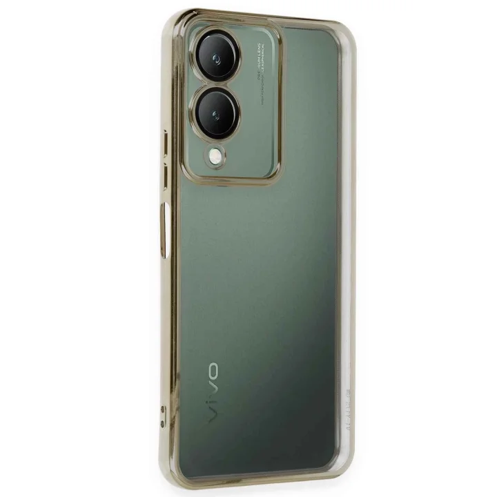 Mey İthalat®  Vivo Y17S Kılıf  Lensli Silikon - Gold