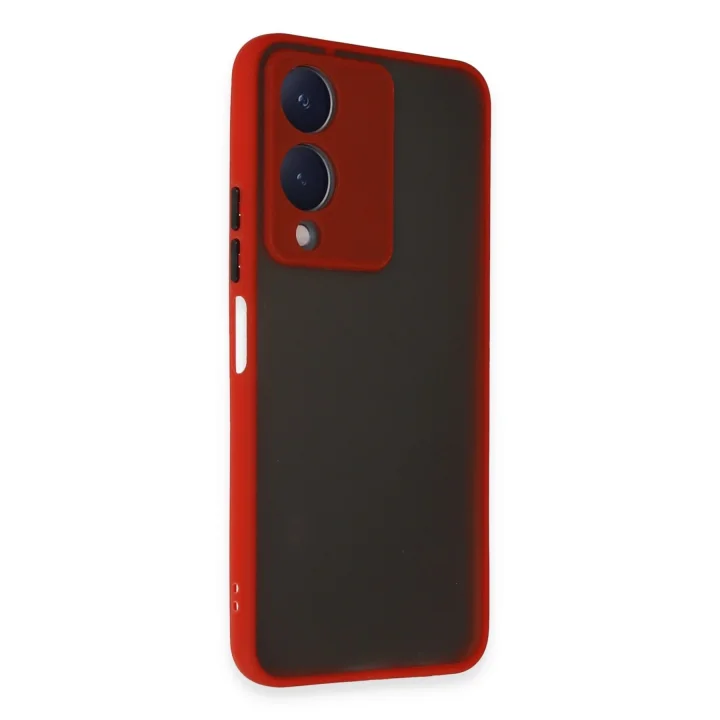 Mey İthalat®  Vivo Y17S Kılıf Montreal Silikon Kapak - Kırmızı