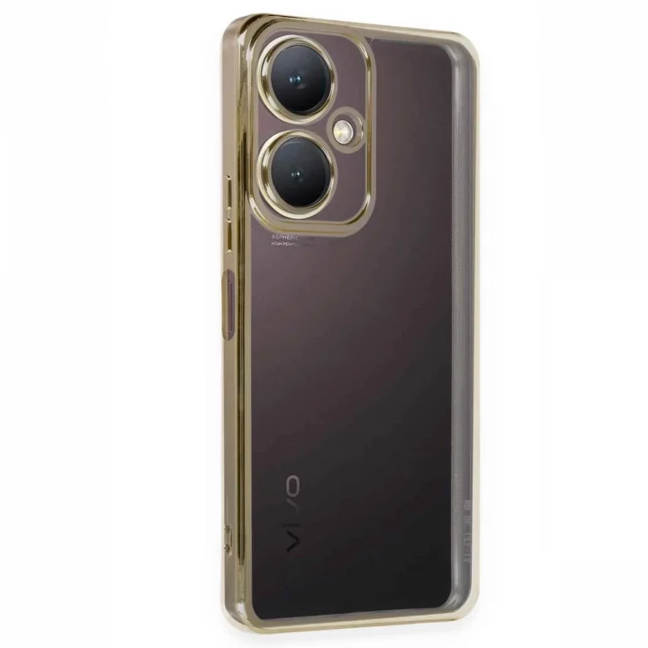 Mey İthalat®  Vivo Y27 Kılıf  Lensli Silikon - Gold