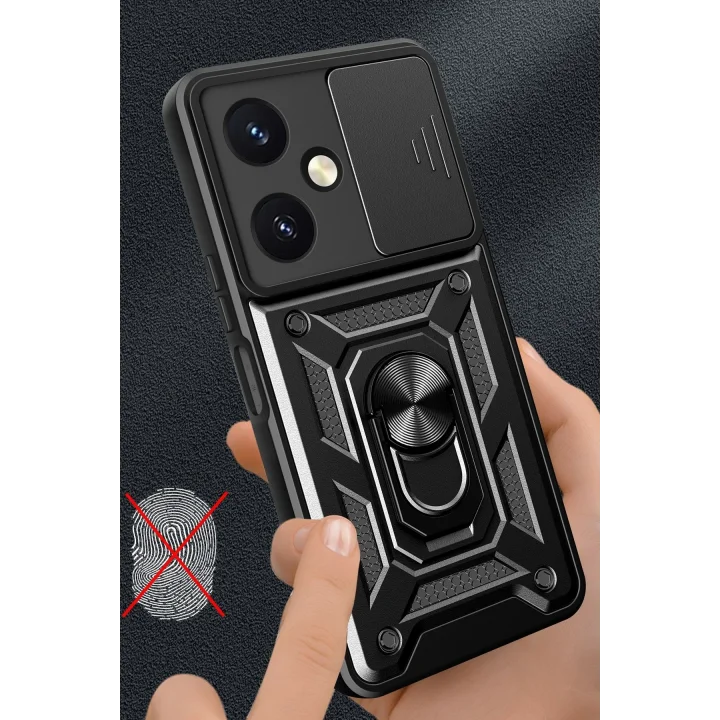 Mey İthalat®  Vivo Y27 Kılıf Pars Lens Yüzüklü Silikon - Yeşil