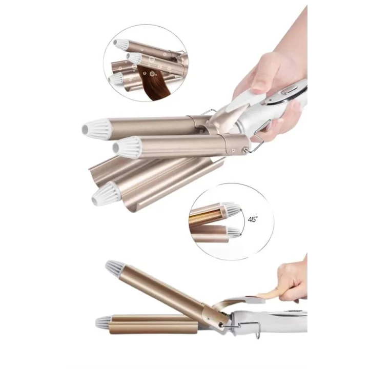 Mey İthalat® Wag Maşa Yeni Nesil Yüksek Isı Ayarlı Seramik Kaplama Saç Şekillendirici Doğal Bukle