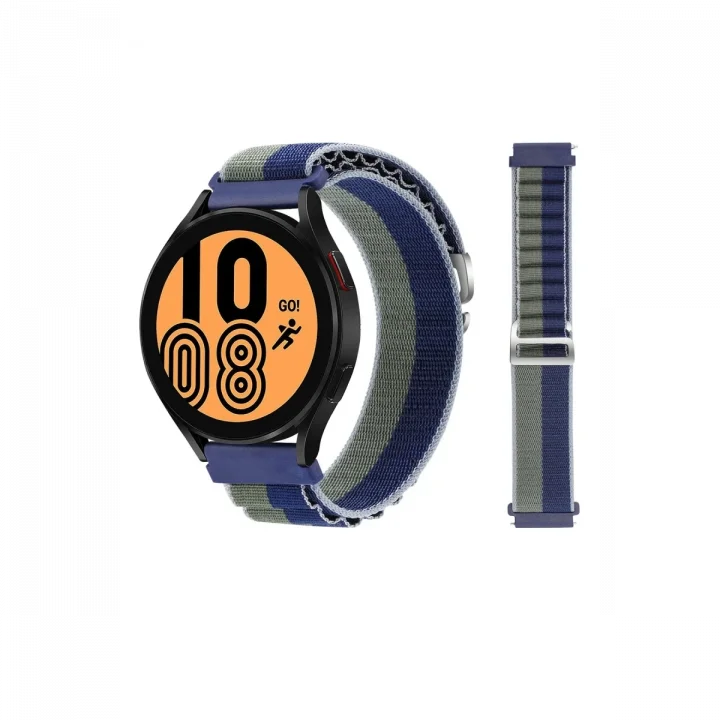 Mey İthalat®  Watch 20mm KR410 Kumaş Kordon - Lacivert-Yeşil