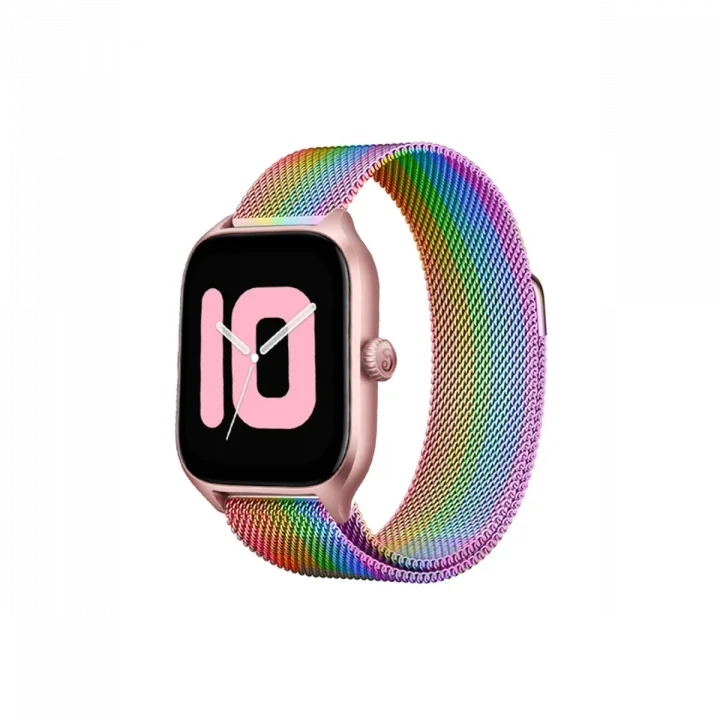 Mey İthalat®  Watch 20mm Metal Mıknatıslı Kordon - Gökkuşağı