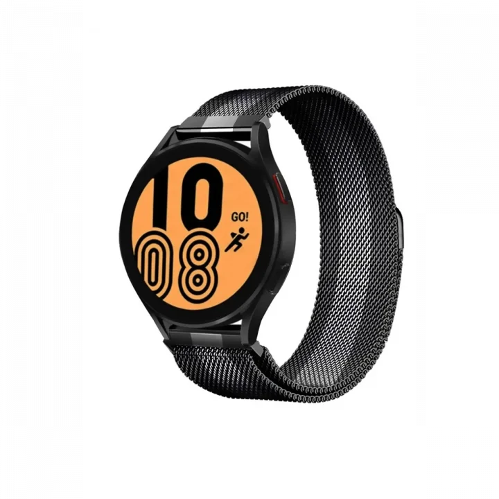 Mey İthalat®  Watch 20mm Metal Mıknatıslı Kordon - Siyah-Beyaz