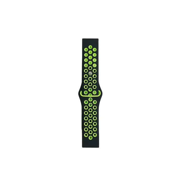 Mey İthalat®  Watch 20mm Spor Delikli Kordon - Siyah-Yeşil