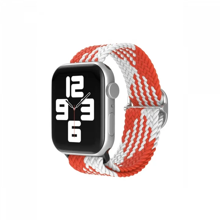 Mey İthalat®  Watch 20mm Star Kordon - Beyaz-Kırmızı