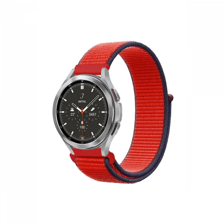 Mey İthalat®  Watch 22mm Hasırlı Cırtcırtlı Kordon - Kırmızı