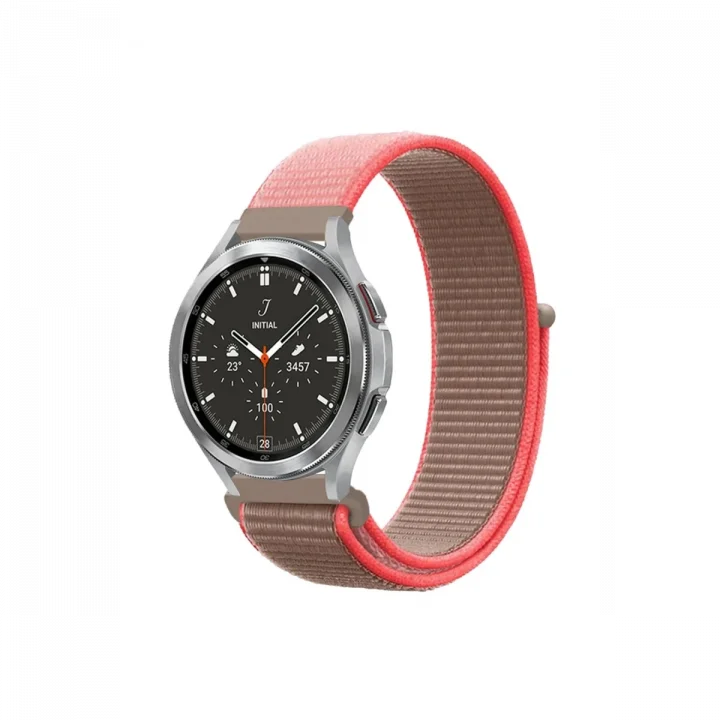 Mey İthalat®  Watch 22mm Hasırlı Cırtcırtlı Kordon - Pembe