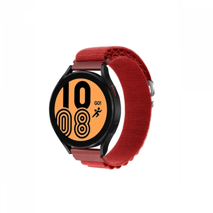 Mey İthalat®  Watch 22mm KR410 Kumaş Kordon - Kırmızı