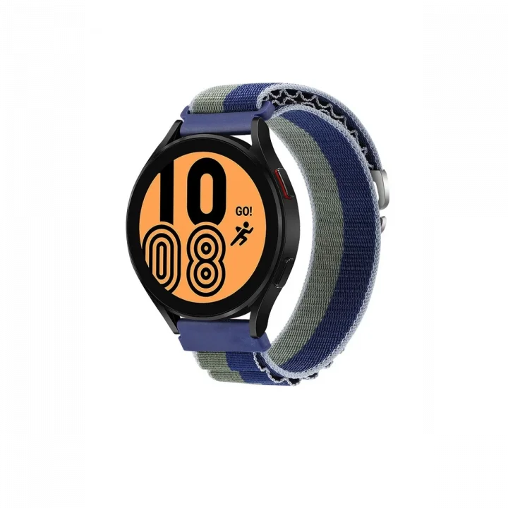 Mey İthalat®  Watch 22mm KR410 Kumaş Kordon - Lacivert-Yeşil
