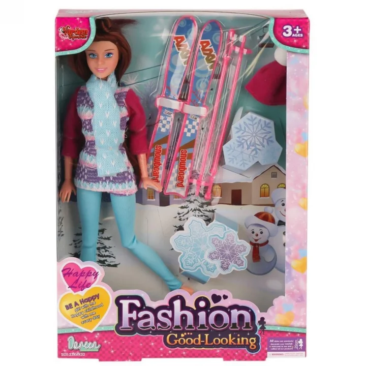 Mey İthalat® WG-66730-66731 Aksesuarlı Kayakçı Bebek 29 cm -Vardem Oyuncak
