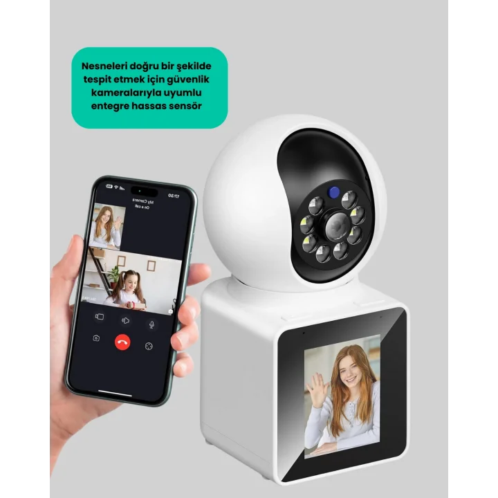 Mey İthalat® WiFi İç Mekan Kamera 2K Gece Görüşlü Çift Yönlü Görüntü Konuşma Destekli