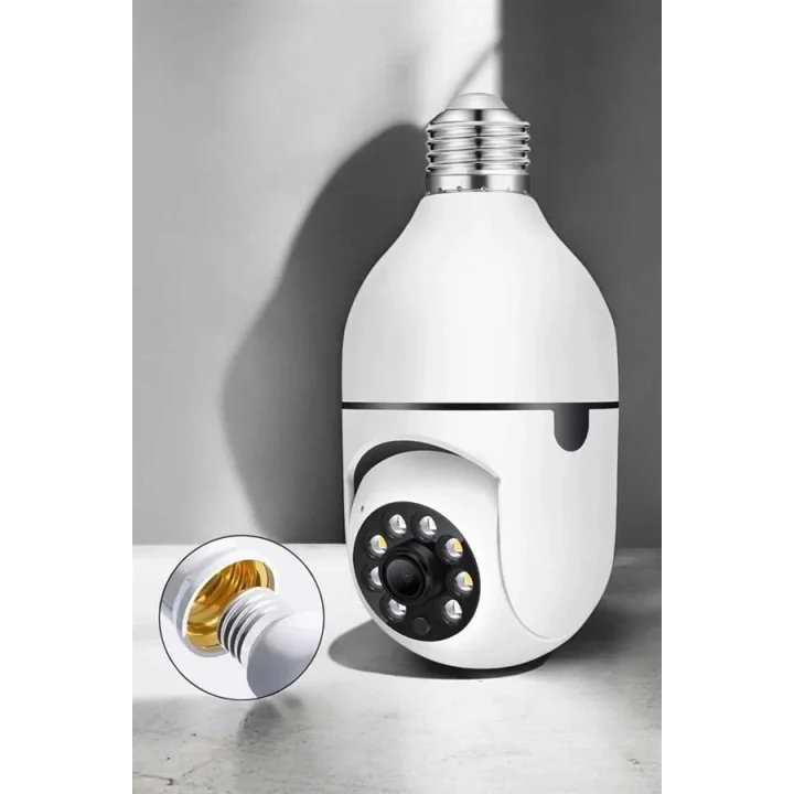 Mey İthalat® Wifi Kamera Duylu Ampul Görünümlü 360 Derece Dönebilen Ev Kamerası