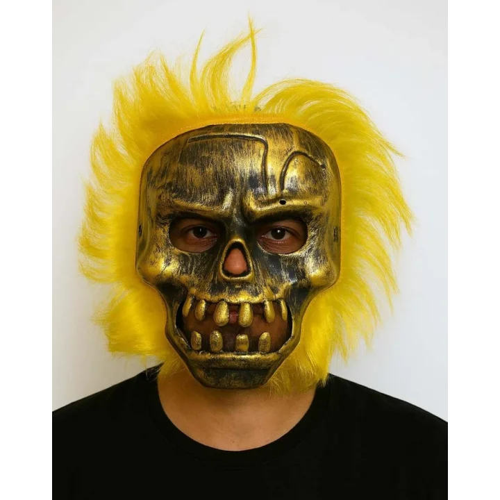Mey İthalat® Wild Skull - Bakır Kafatası Sarı Saçlı İskelet Maske