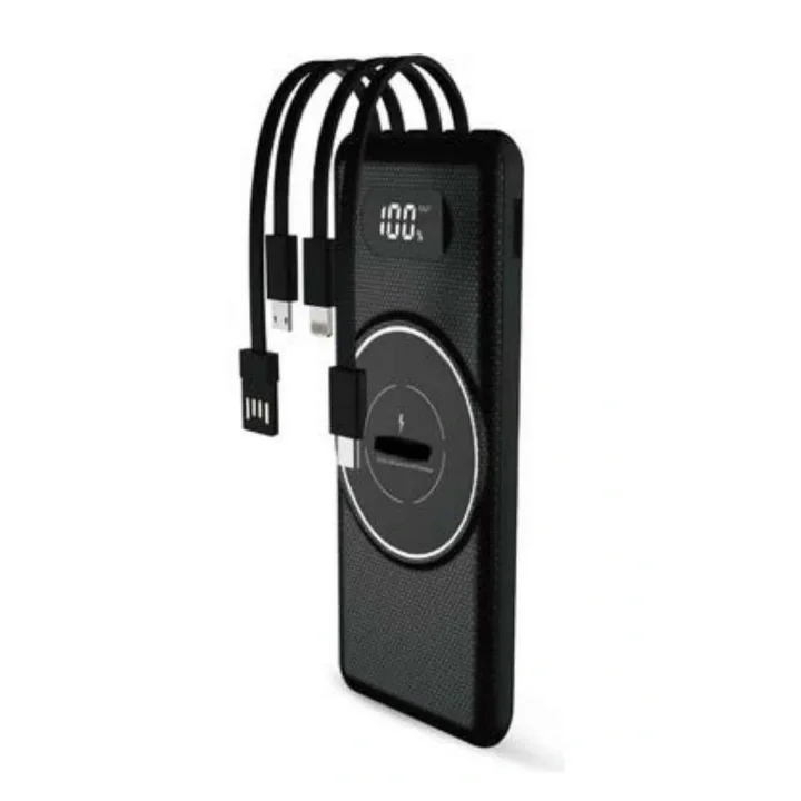 Mey İthalat® Wireless Powerbank 10000 Mah LED Ekranlı Dahili Kablolu Hızlı Şarj