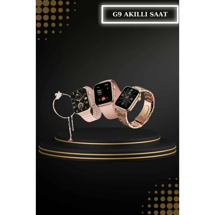 Mey İthalat® Wireless Şarjlı Pembe Akıllı Saat ve Kablosuz Bluetooth Kulaklık Dokunmatik Kontrol