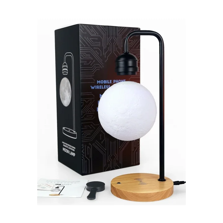 Mey İthalat®  XF02 Ay Görünümlü Kablosuz Şarj Özellikli Gece Lambası - Siyah