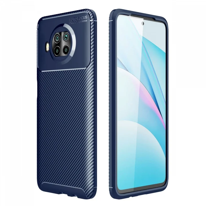 Mey İthalat®   Mi 10T Lite Kılıf Auto Focus Karbon Kapak - Lacivert