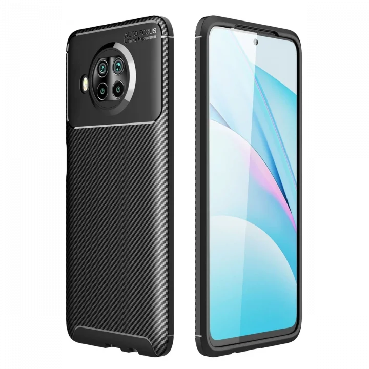 Mey İthalat®   Mi 10T Lite Kılıf Auto Focus Karbon Kapak - Siyah
