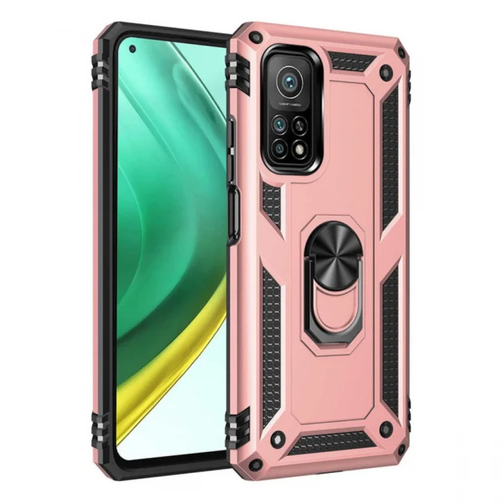 Mey İthalat®  Xiaomi Mi 10T Pro Kılıf Sofya Yüzüklü Silikon Kapak - Rose