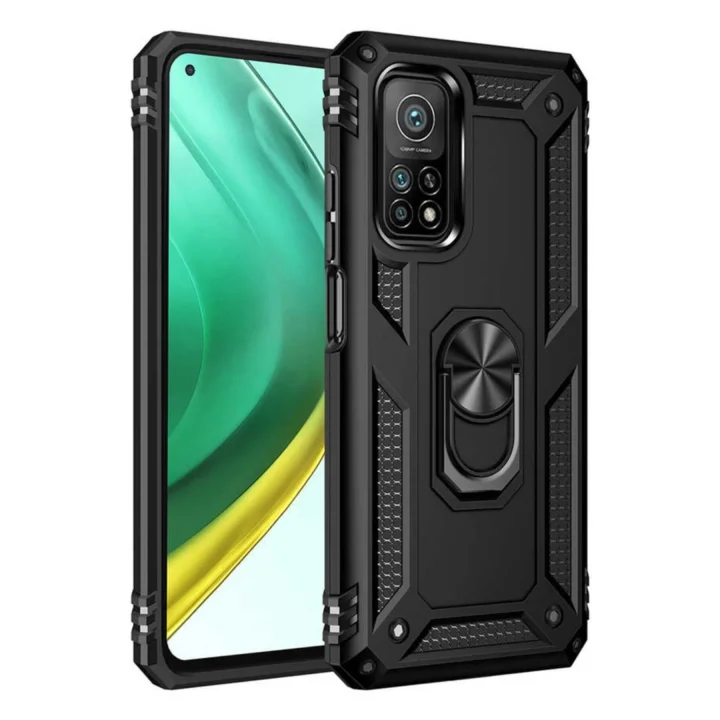 Mey İthalat®  Xiaomi Mi 10T Pro Kılıf Sofya Yüzüklü Silikon Kapak - Siyah