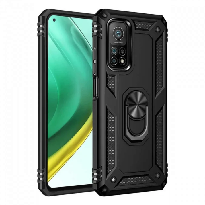 Mey İthalat®  Xiaomi Mi 10T Pro Kılıf Sofya Yüzüklü Silikon Kapak - Siyah