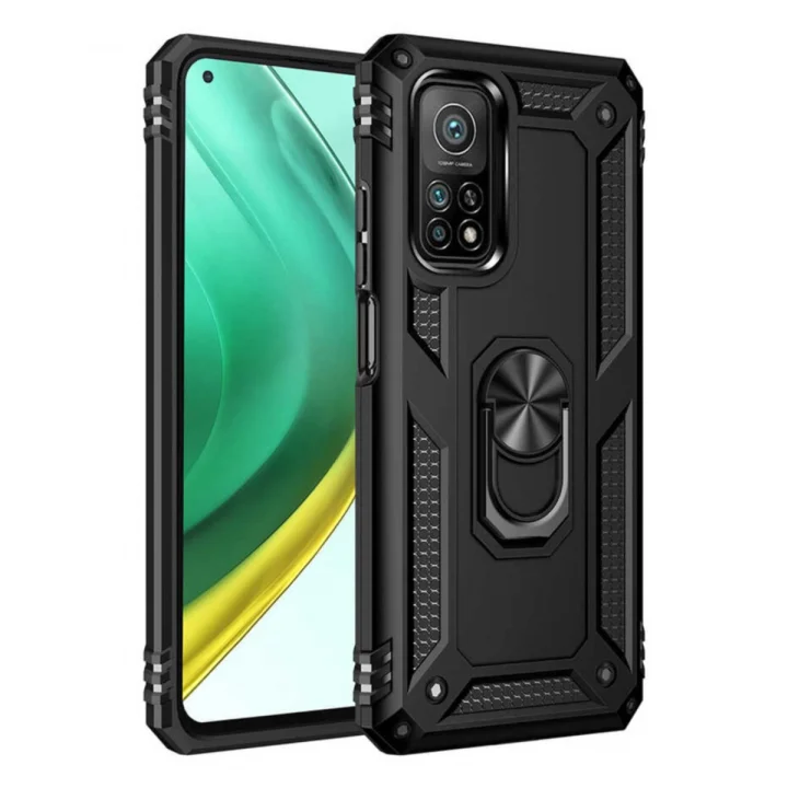 Mey İthalat®  Xiaomi Mi 10T Pro Kılıf Sofya Yüzüklü Silikon Kapak - Siyah