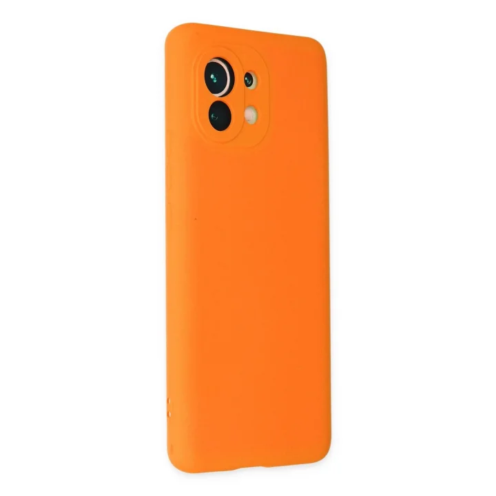 Mey İthalat®  Xiaomi Mi 11 Kılıf Nano içi Kadife Silikon - Turuncu