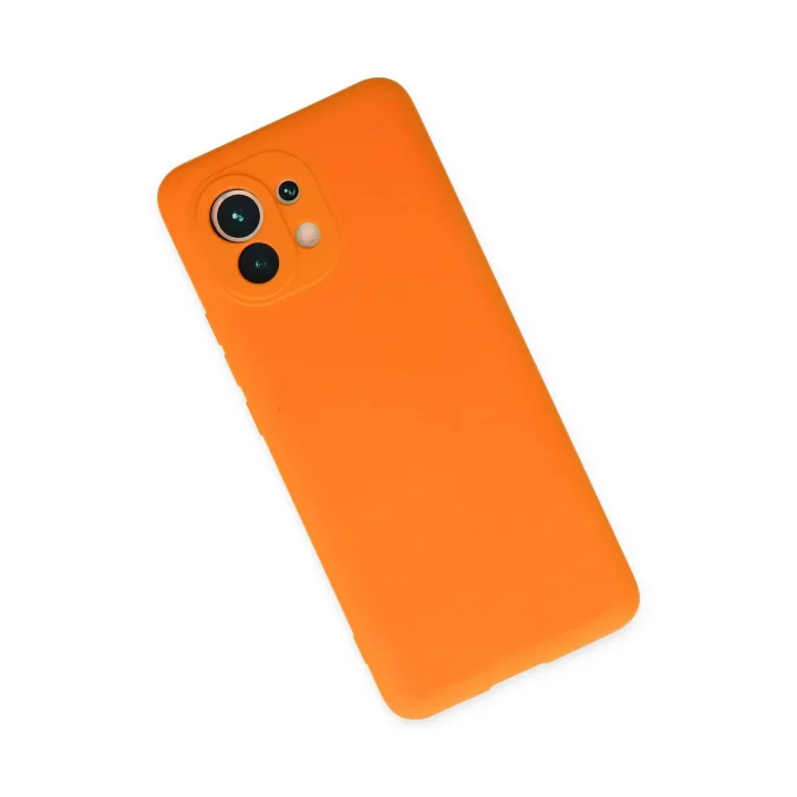 Mey İthalat®  Xiaomi Mi 11 Kılıf Nano içi Kadife Silikon - Turuncu