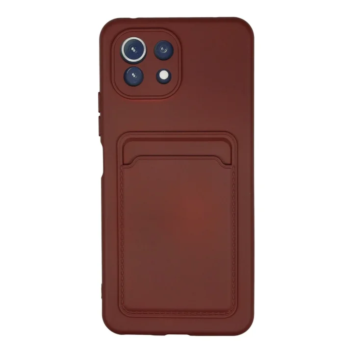Mey İthalat®  Xiaomi Mİ 11 Lite Kılıf Kelvin Kartvizitli Silikon - Bordo