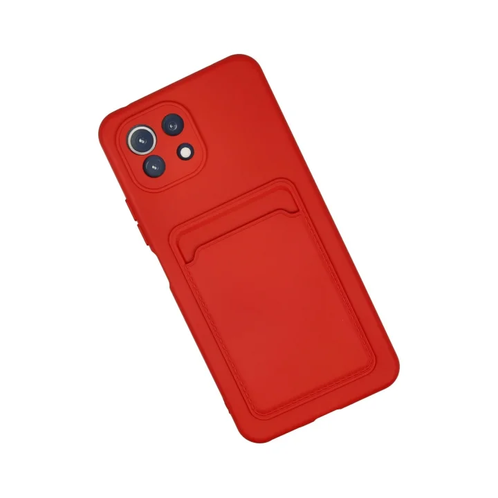 Mey İthalat®  Xiaomi Mİ 11 Lite Kılıf Kelvin Kartvizitli Silikon - Kırmızı